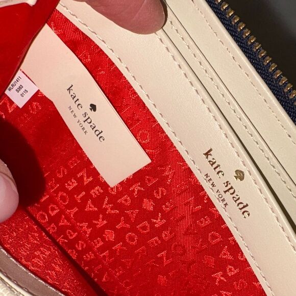 Kate Spade Wallet Leather Multicolor Striped Canvas Full Zip Continental Wallet - Picture 16 of 16